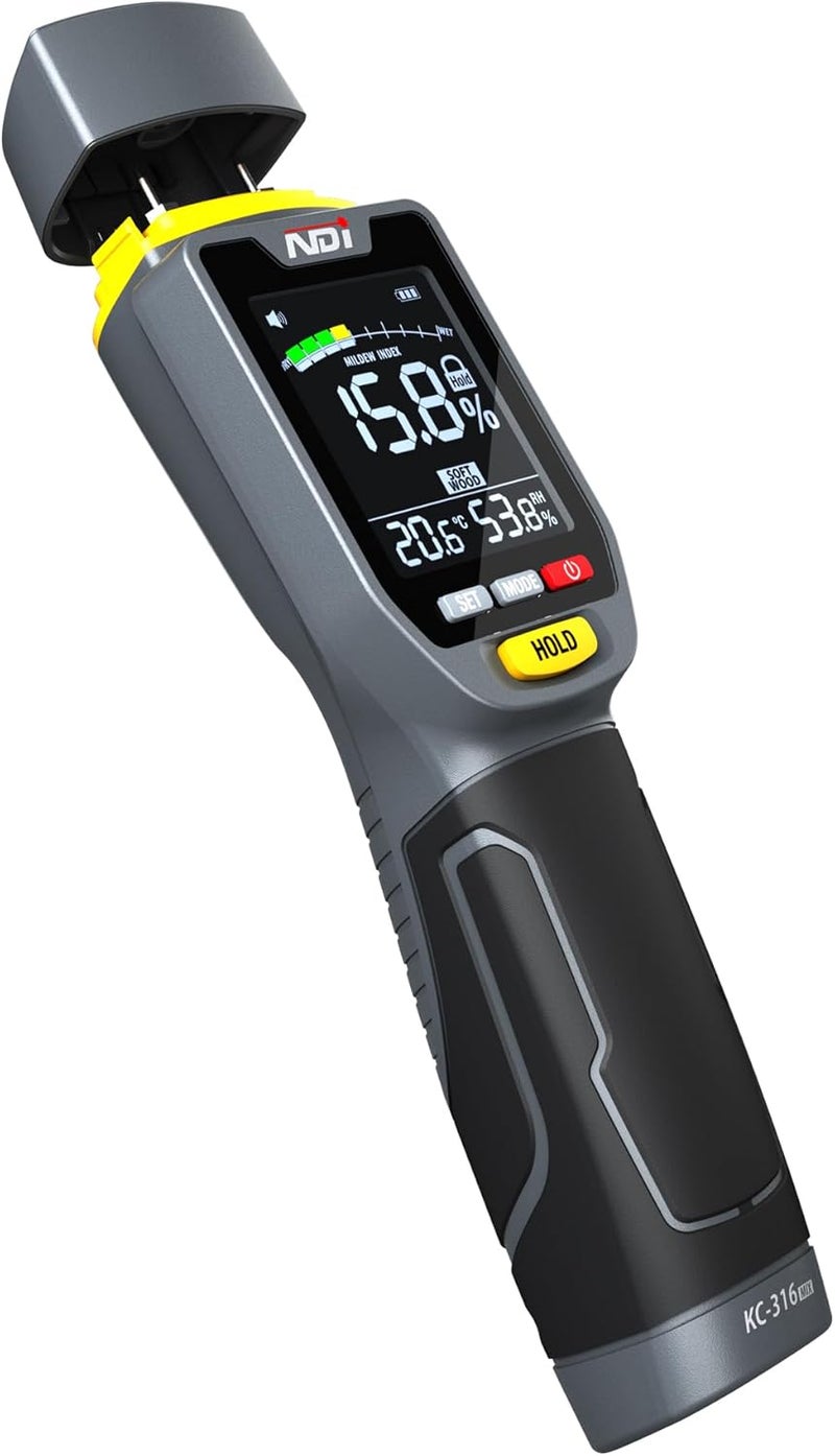 NDI 7 in 1 Pin-Type and Non-invasive Moisture Meter Scanner for Dry Wall/Cement Board/Soft Wood/Hard Wood upto 3/4 Inch Depth - Image 1